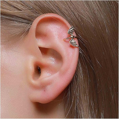 Gothic Bat Cuff Earrings Gold Bat
