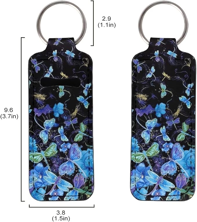 Bulopur Blue Dragonflies Lip Balm Sleeves Holder Keychain Dragonflies