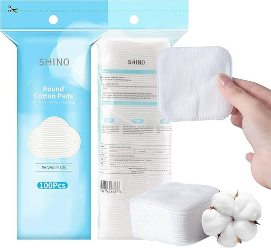 Shino natural square cotton pads,100