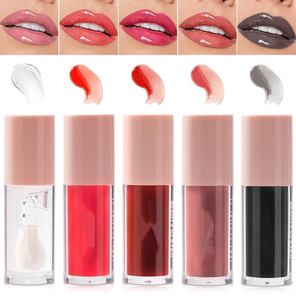 MAEPEOR Black Sugar Glossy Lipgloss 5 Colors Nourishing High-shine Glossy Lipgloss Luscious-colors Non-Sticky Shine Glossy Lipgloss (Black Sugar)