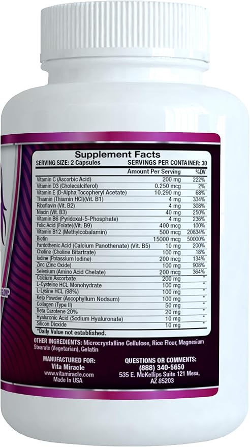 Hair Vibrance Hair Skin and Nails Vitamins - Doctor Formulated with 15000mcg Biotin for Hair Growth and 23 Hair Growth Vitamins for Longer Shiny Full Healthier Hair Skin Nails and Lashes (3 Pack)