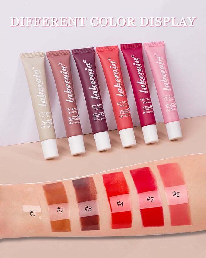 Lip Butter Balm Vanilla Beige Brown Lip Gloss, Shea Butter Tinted Lip Balm,Lip Glowy Balm Hydrating Lip Mask,Glossy Plumping Butter Lip Gloss for Dry Cracked Lips, All-Day Moisture Non-sticky Lip Care