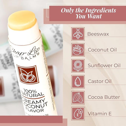 100% Natural Lip Balm Set, Hydrating Petroleum