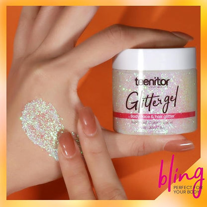 Teenitor Body Glitter, Holographic White Glitter, Body Glitter Body Makeup