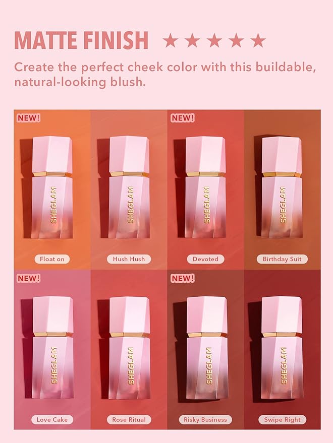 SHEGLAM Color Bloom Liquid Blush Makeup for Cheeks Hush Hush