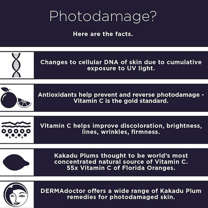 DERMAdoctor 20% Vitamin C Face Serum 0.5 fl oz Cleanser 2.37 fl oz with Caffeine Eye Cream Vitamin E & Ferulic Acid | Kakadu C Anti Aging, Hydrating & Discoloration Correcting Serum