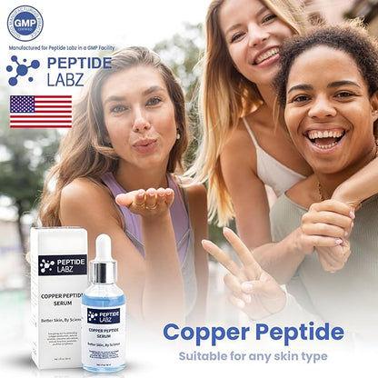 Copper Peptide Serum for Face - Anti Wrinkle - Hyaluronic Acid - Increase Collagen - 1oz/30ml - Anti Aging for Skin