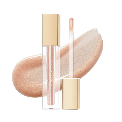 Oulac Light Beige Lip Gloss High-shine Moisturizing Lipgloss Oil Liquid Lipstick Non-stick Cup Glitter Lipstick Lip Tint Reduce Fine Lines Lip Glaze For Dry Lip C04