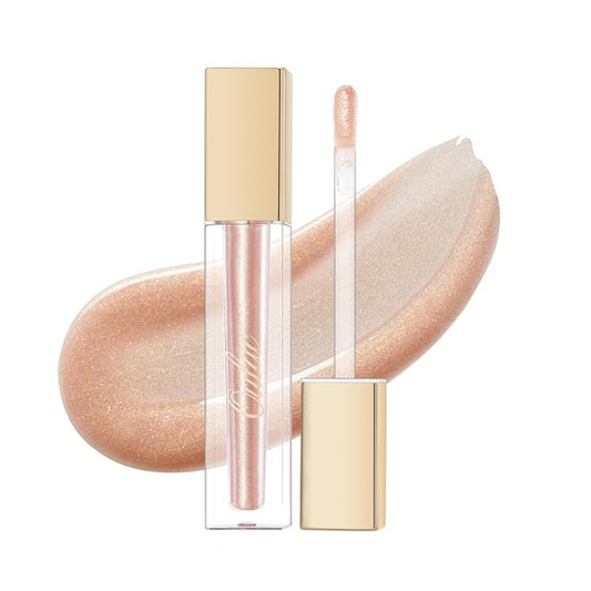Oulac Light Beige Lip Gloss High-shine Moisturizing Lipgloss Oil Liquid Lipstick Non-stick Cup Glitter Lipstick Lip Tint Reduce Fine Lines Lip Glaze For Dry Lip C04