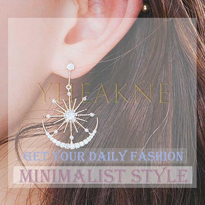 Boho Star Moon Chain Cuff Earrings