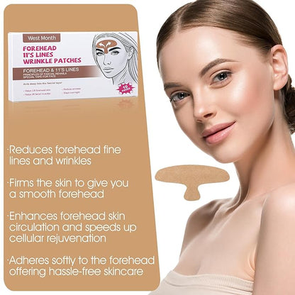 10pcs Forehead Wrinkle Patches, Anti Wrinkle Facial Patches for Forehead Fine Lines, Precut Face Patches Overnight to Smoothing Forehead Wrinkles, 11 Lines, Frown Lines & Wrinkles Treatment