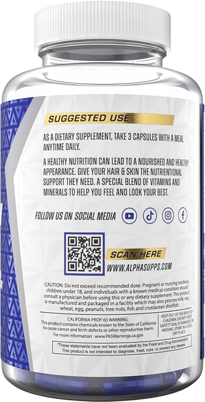 Hair, Skin, and Nails Supplement for Women - Vibrant HSN Health and Strength with Biotin, Collagen, and Vitamins to Support Hair Growth, Thickness, and Skin Radiance - 90 Capsules