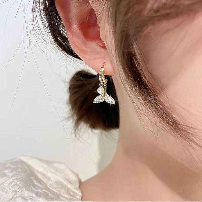 Boho Crystal Pearl Dangle Earrings Cz