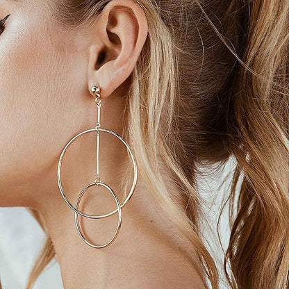 Vintage Hollow Circle Dangle Earrings Exaggerated Circle Drop