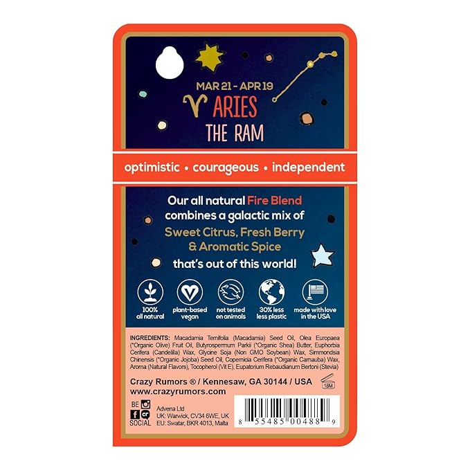 Crazy Rumors Aries Zodiac All Natural, Orange,