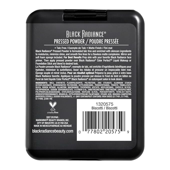 Black Radiance Pressed Powder, Buildable & Blendable Matte - Biscotti