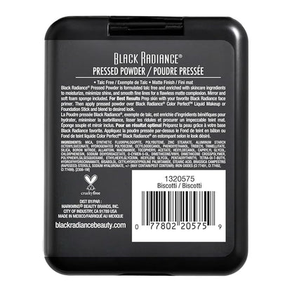 Black Radiance Pressed Powder, Buildable & Blendable Matte - Biscotti
