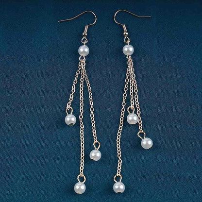 Vintage Pearl Dangle Earrings Gold Pearl