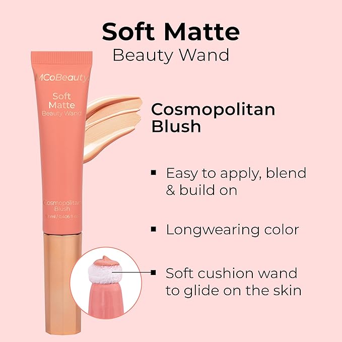MCoBeauty Soft Matte Beauty Wand, Cosmopolitan Blush, Velvety