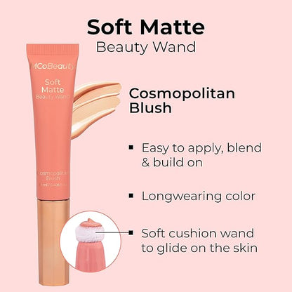 MCoBeauty Soft Matte Beauty Wand, Cosmopolitan Blush, Velvety