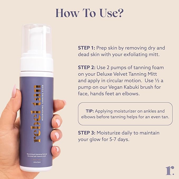 Ultra Dark Self Tanner Mousse - Self Tanning enriched with Vitamin A & E Provides Streak Free Tan, No Fake Tan with Kakadu Plum Scent, Tanning Mousse Made with Natural & Organic Ingredients