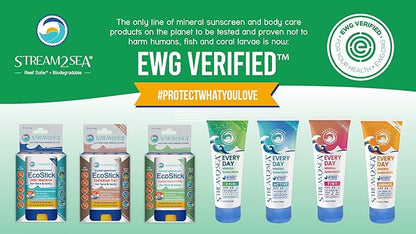STREAM2SEA EcoStick SPF 35 Mineral Sunscreen Stick, Sweat Water Resistant Sunblock, USDA Approved Biodegradable Paraben Free Reef Safe Sunscreen Protection Against UVA UVB (EcoStick WildBlue) - 0.5 oz