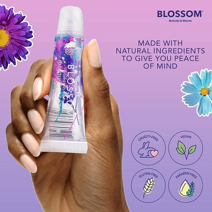 Blossom Scented Moisturizing Lip Gloss Tubes, Infused with Real Flowers, 0.3 fl. oz/9ml, Grape