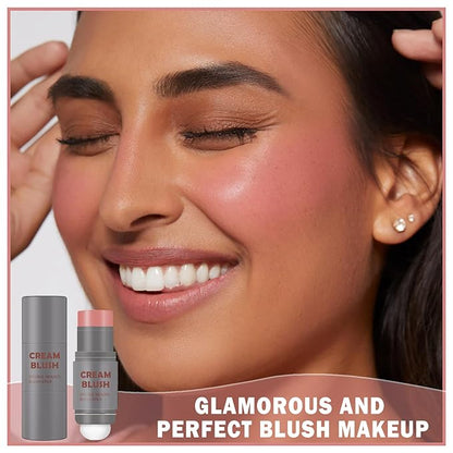 Cream Blush Stick with Sponge 3 in 1 Rose Red