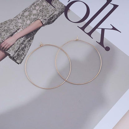 Vintage Circle Dangle Earrings Gold Large