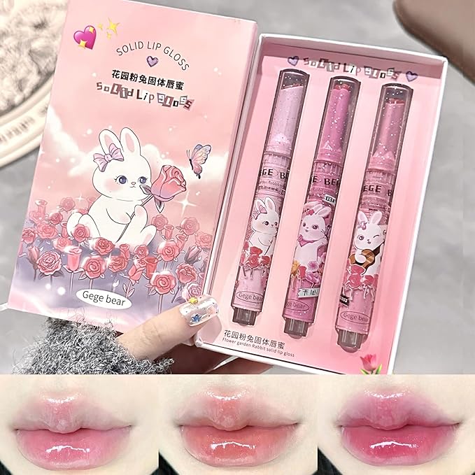3 Colors Jelly Lipstick, Tinted Lip Gloss Heart Gloss