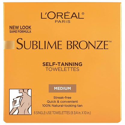 L'Oreal Paris Sublime Bronze Self-Tanning Body Towelettes, 6-Count (Pack of 2)
