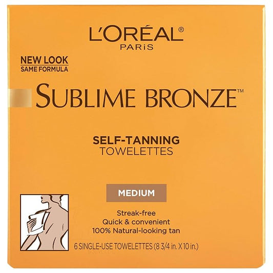 L'Oreal Paris Sublime Bronze Self-Tanning Body Towelettes, 6-Count (Pack of 2)