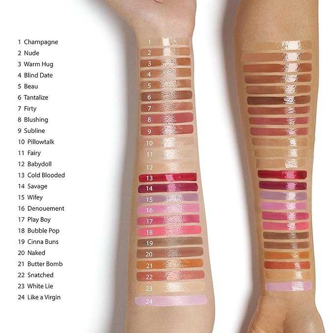 Ruby Kisses Lip Gloss Butter Bomb Gloss Non-Sticky Lip Gloss Vitamin E Natural Nude Lip Makeup - 7.8mL (0.26 US fl.oz) (White Lie)