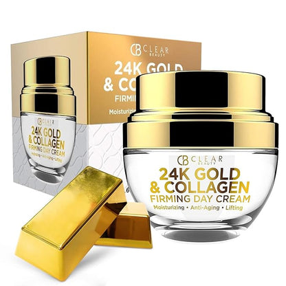 24K Gold & Collagen Daily Face Moisturizer - Dermatologist Tested, Reduces Fine Lines, Anti-Aging, Clean Beauty, Cruelty-Free Korean Skincare, All Skin Types - 1.69 oz
