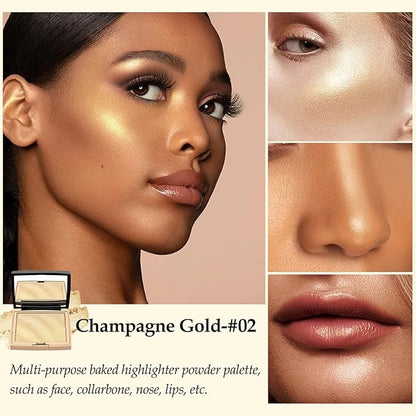 Boobeen Face Highlighter Makeup Palette Baked Highlighter Powder Natural Glow