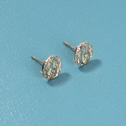 Boho Disc Coin Studs Earrings Gold Hammered Coin