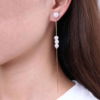 Vintage Pearl Dangle Earrings Long tassel