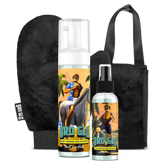 Self Tanner for The Boys - King Bundle - Easy Sunless Tan For Your Face & Body With Mitt & Back Applicator - Oil Free Water Based for Faster Skin Drying - Natural Sun Kissed Bronze Color Perfect for Men - Gift Set (The King Bundle)