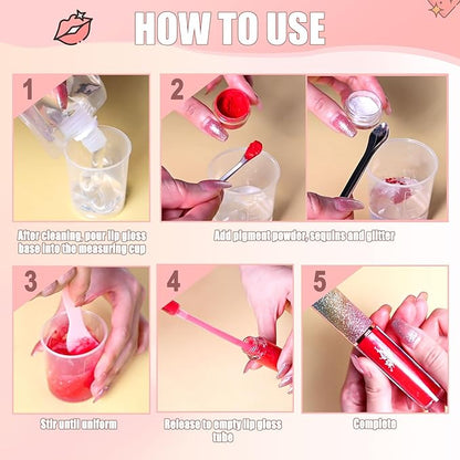 Jcoos Lip Gloss Making Kit Base 2Pcs, Transparent Gloss