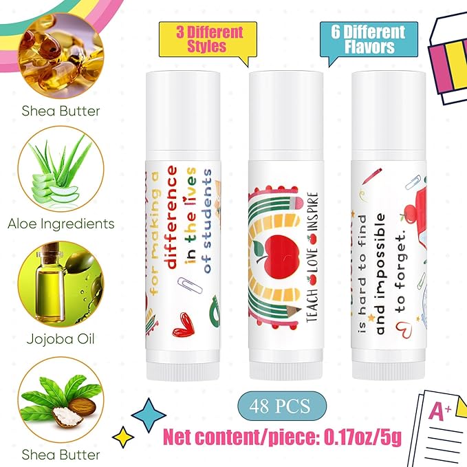 Lip Balm Gift Set for Teacher Moisturizing