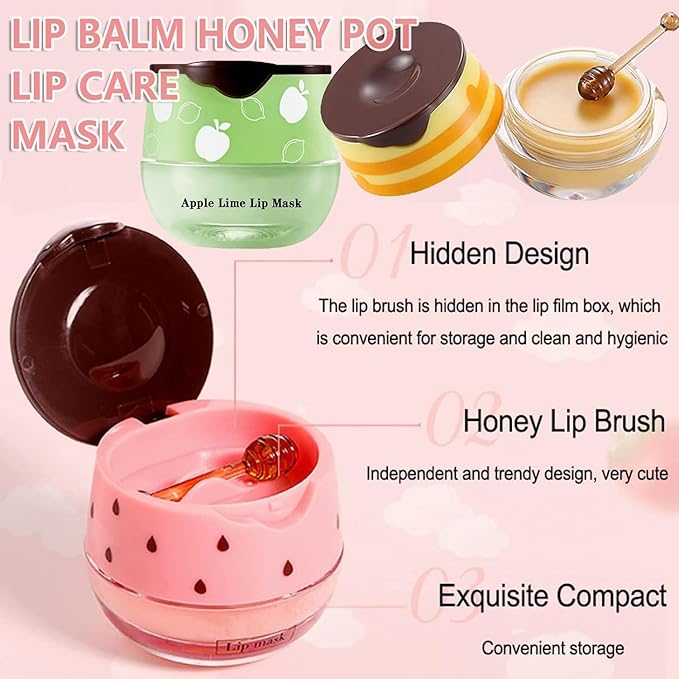 1PCS Lip Balm Honey Pot,Honey/Apple Lime Lime)