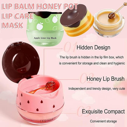 1PCS Lip Balm Honey Pot,Honey/Apple Lime Lime)