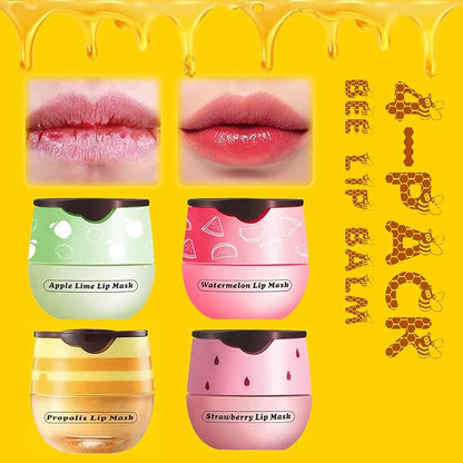 4PCS Lip Balm Honey Pot, Honey Sleeping