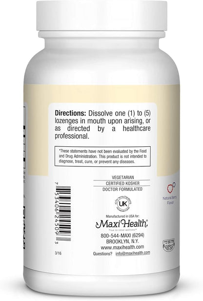 Maxi Health Triple B Lozenges - Vitamin B12 & B6 & Biotin - Strawberry Flavor - 90 Chewies - Kosher