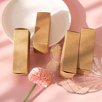 Framendino, 50 Pack Kraft Paper Lipstick Boxes Lip Gloss Boxes Rectangle Lipstick Bottle Boxes Reusable Lip Balm Packaging Cases Essential Oil Wrapping Box for DIY Lip Gloss Gift Packaging