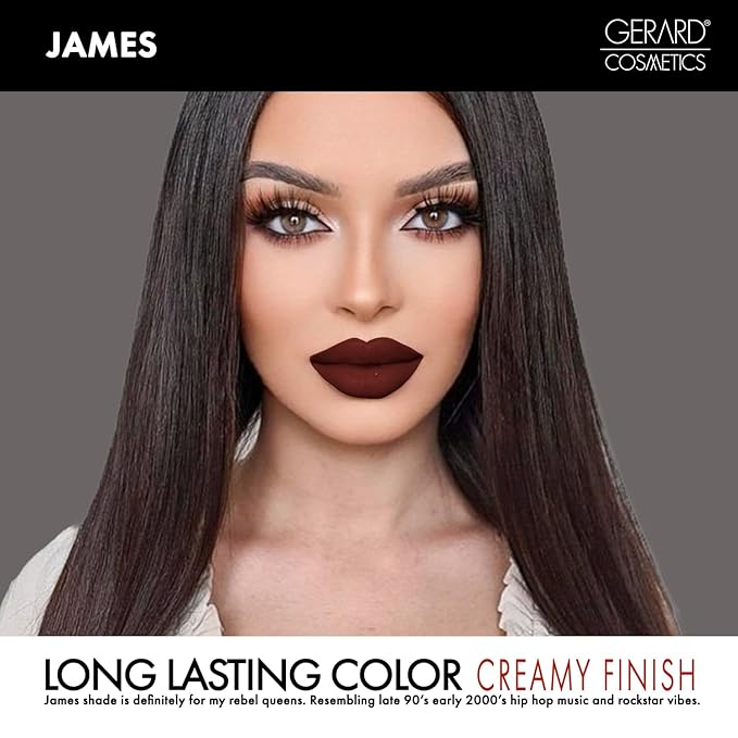 Gerard Cosmetics x Lyrica Anderson Light 'Em Up Lip Gloss - James | Super Pigmented Wine Lip Gloss | Moisturizing Lip Gloss with Mirror and LED Light | Cruelty Free & Made in USA