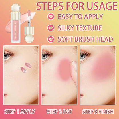 Liquid Blush,Natural Soft Cream Face Blush Matte Cheek Blush Stick(1#)