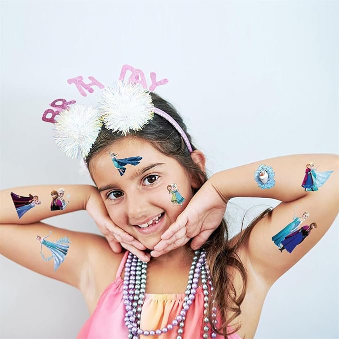 4 Sheet Frozen Princess Tattoos Stickers for Kids, (Temporary Tattoo-A)