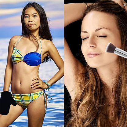 3Pack Self Tanning Mitt Set, 1 Self Tanning Mitt, 1 Self Face Tanning Brush, 1 Exfoliating Glove, Self Tan Kit (3pcs tan applicators)