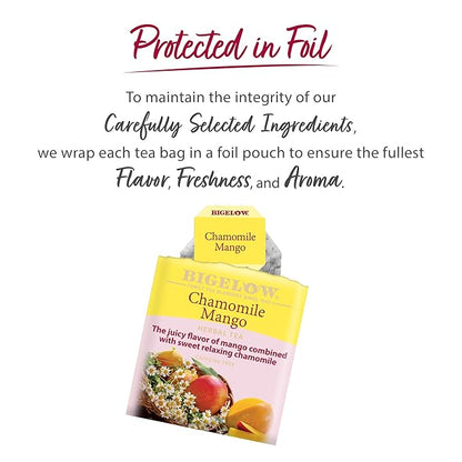 Bigelow Tea Chamomile Mango Herbal Tea, Caffeine Free Tea with Mango, 20 Count Box (Pack of 6), 120 Total Tea Bags